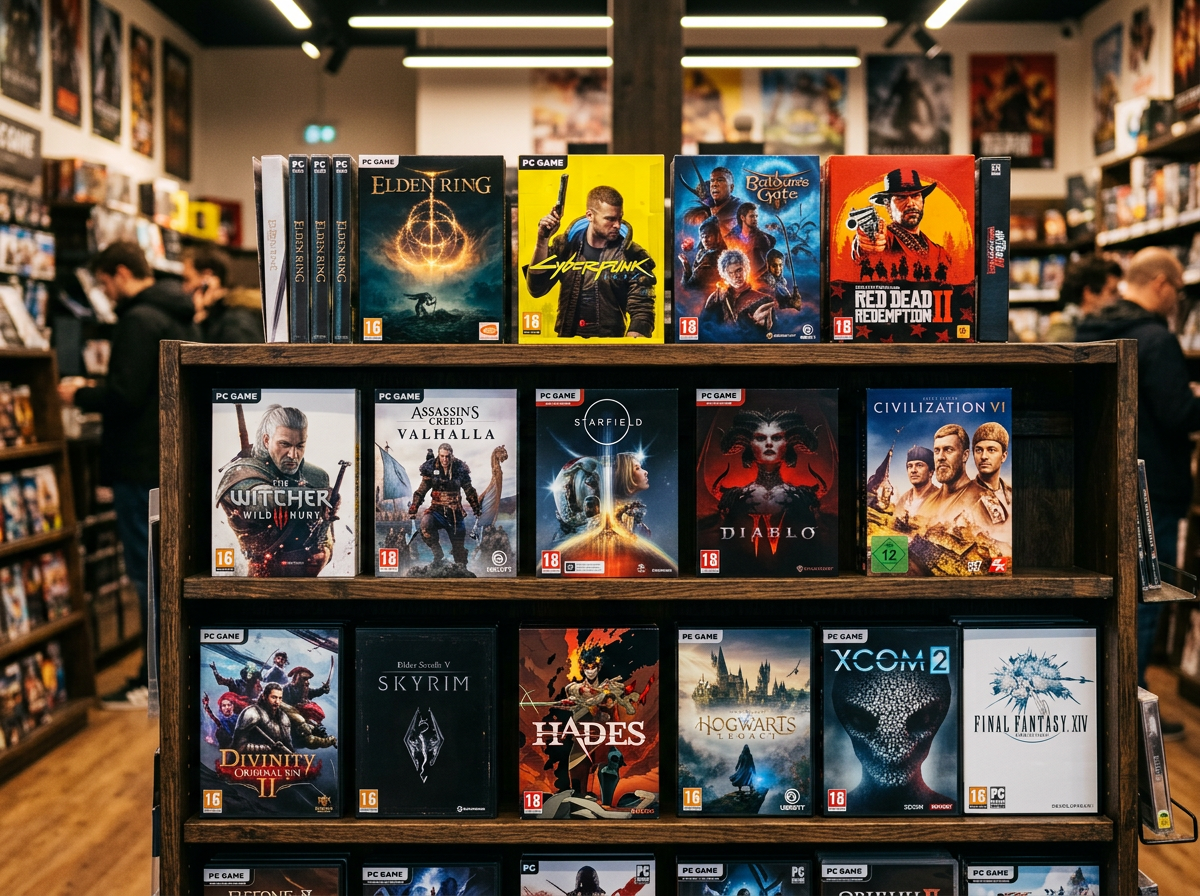 Estantes de videojuegos PC organizados en Qervali Bolivia